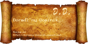 Dormány Dominik névjegykártya