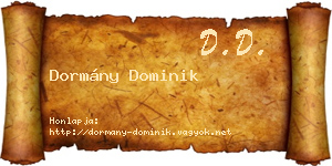 Dormány Dominik névjegykártya